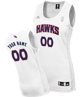 Women%27s Customized Atlanta Hawks White Jersey->customized nba jersey->Custom Jersey
